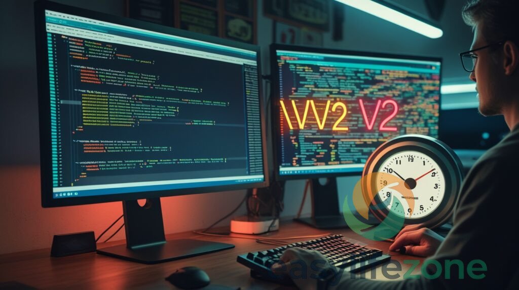 Leonardo Phoenix 10 A developers desk with two monitors On the 0
