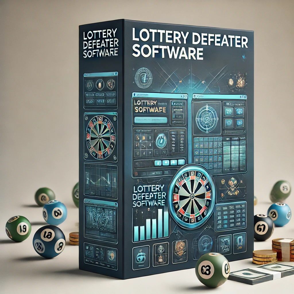 DALL·E 2025 03 21 20.00.16 A box packaging design for Lottery Defeater Software featuring a sleek and modern aesthetic. The box should display the name Lottery Defeater Soft