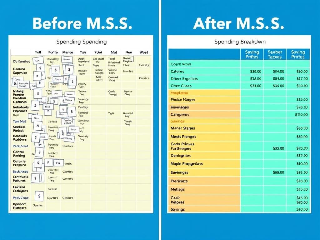 Before and after comparison of spending habits using the M.S.S. System for smarter spending