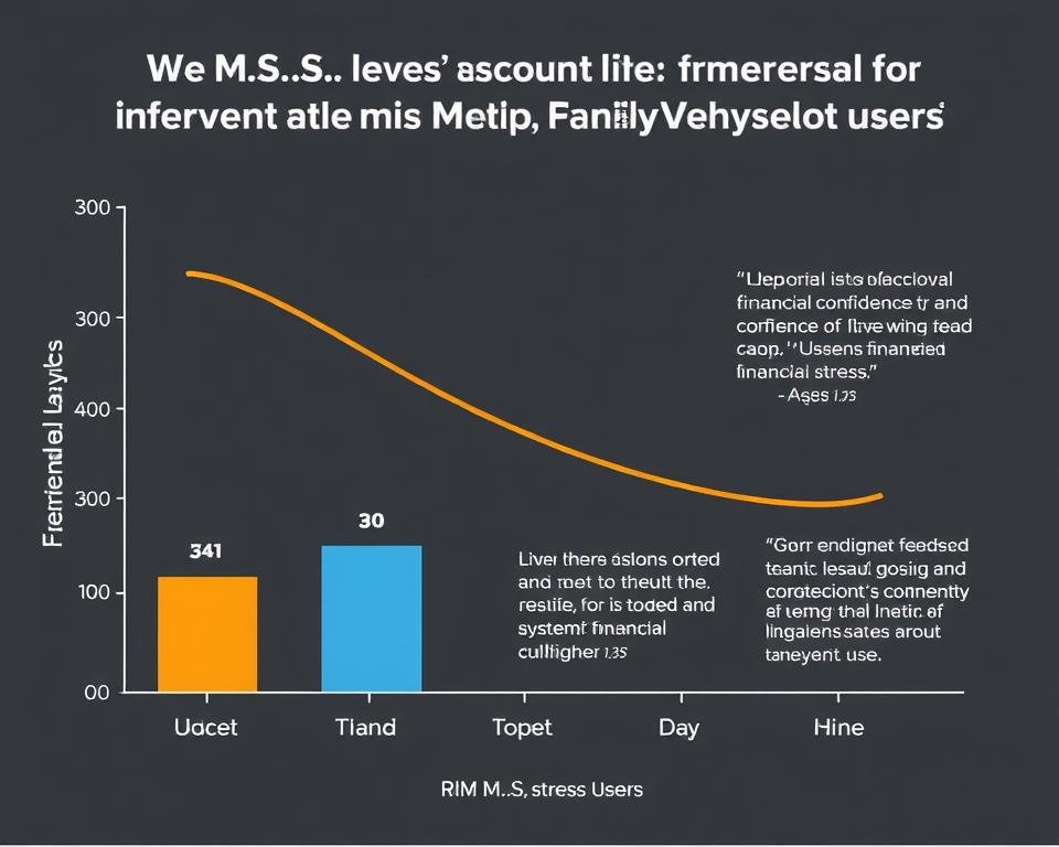 Before and after financial stress levels of M.S.S. System users showing smarter spending results