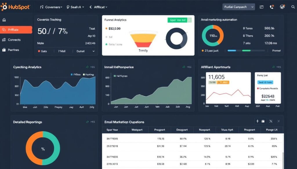 HubSpot affiliate marketing dashboard showing conversion tracking and analytics