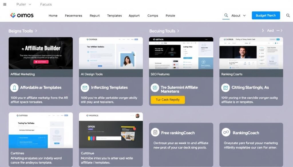 IONOS website builder showing affiliate marketing template and AI tools