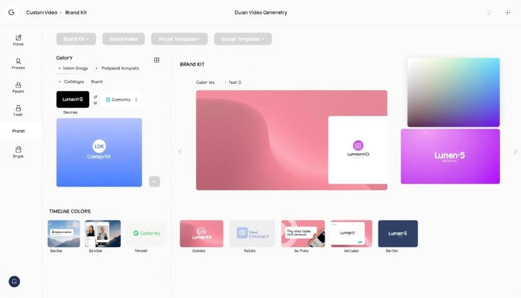 AI Video Generators Lumen5 AI video generator showing brand kit and social media templates