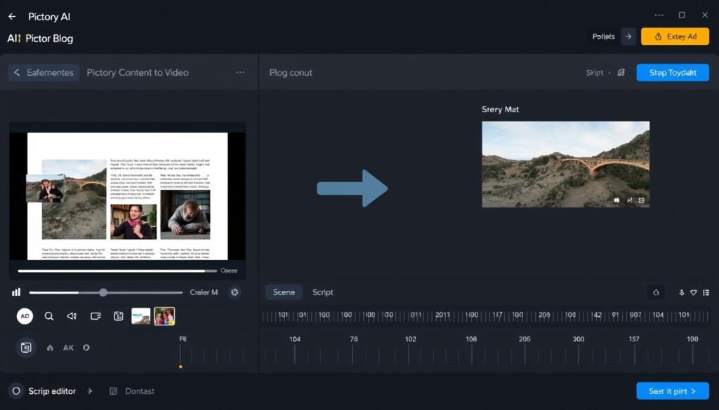 AI Video Generators  Pictory AI video generator showing blog-to-video conversion process