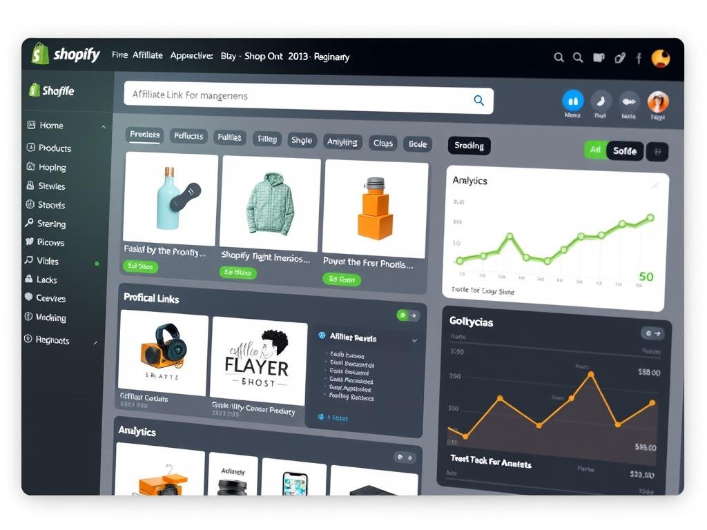 Shopify store builder showing affiliate product integration
