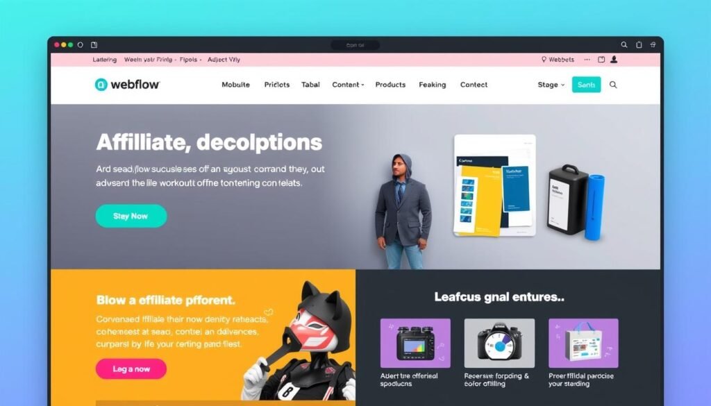 Webflow custom affiliate website with advanced design elements