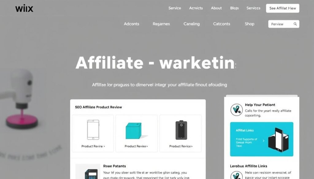Wix affiliate marketing website example with product reviews and affiliate links