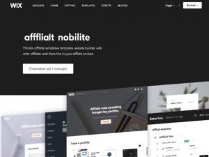 Wix website builder interface showing affiliate marketing templates
