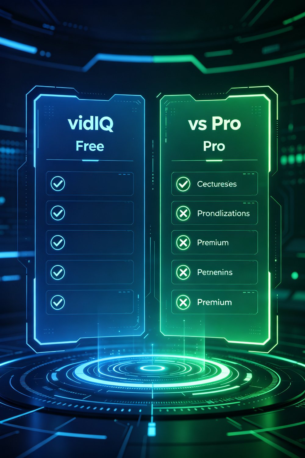 vidIQ Free vs Pro: Which Is Worth It in 2026? 2 vidIQ Free vs Pro feature comparison infographic showing key differences between plans 2